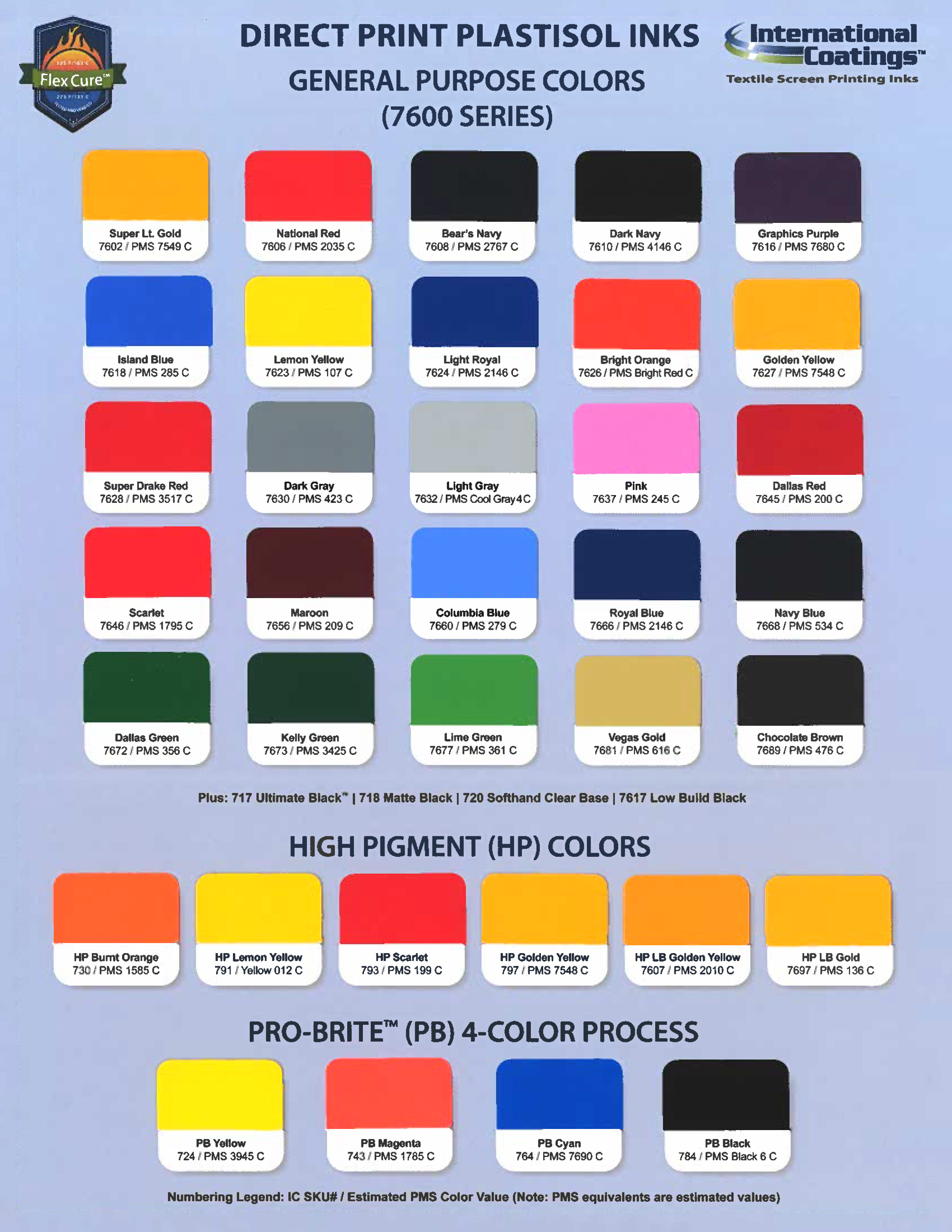 IC Ink 7600 and Specialty Color Card